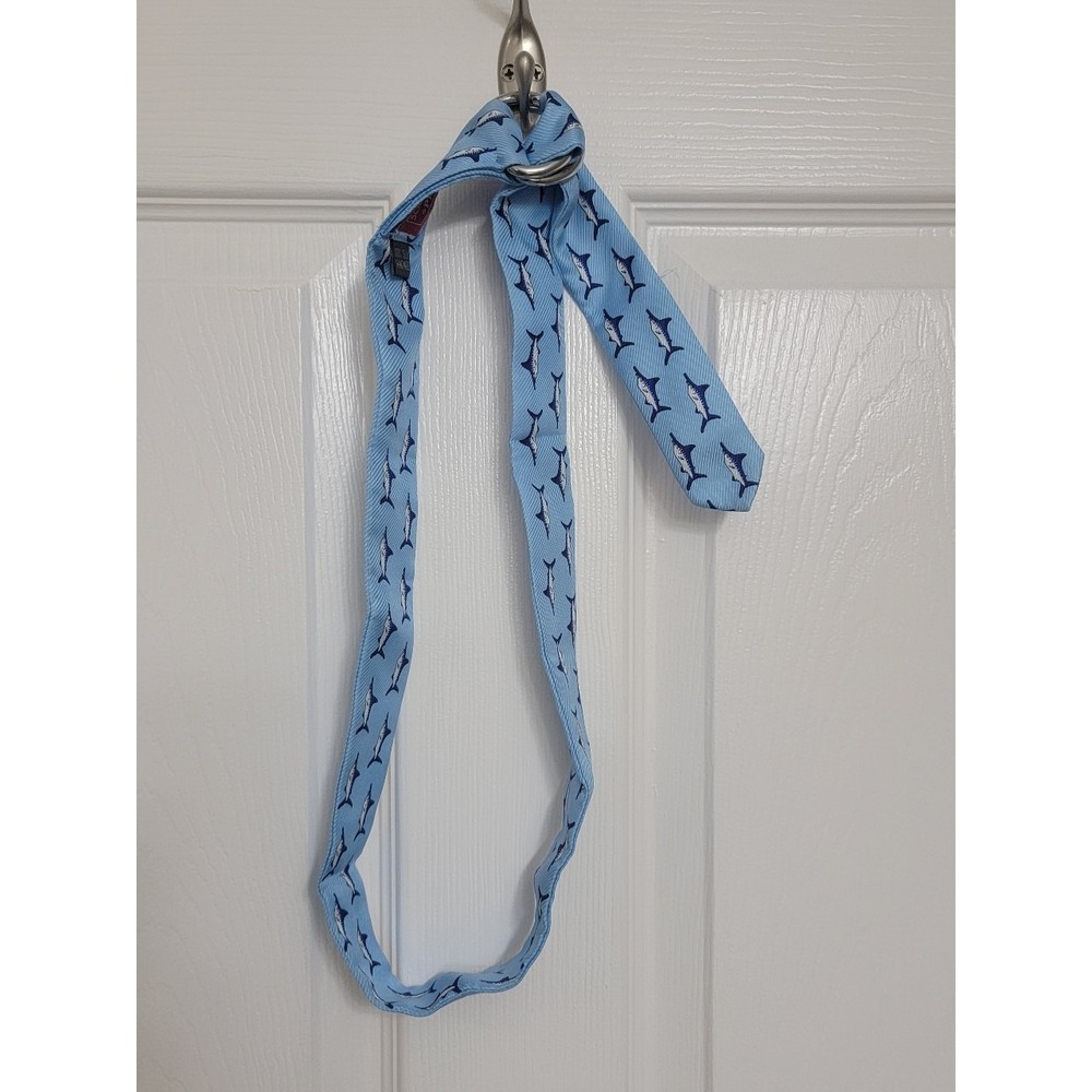 Southern Proper Marlin Blue Silk D Ring Ribbon Belt